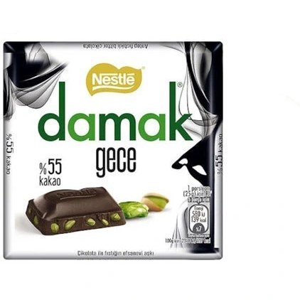 شکلات تلخ ۵۵% مغز پسته نستله وزن ۶۰ گرم